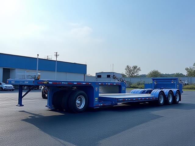 Removable Gooseneck RGN trailer used for heavy equipment transport