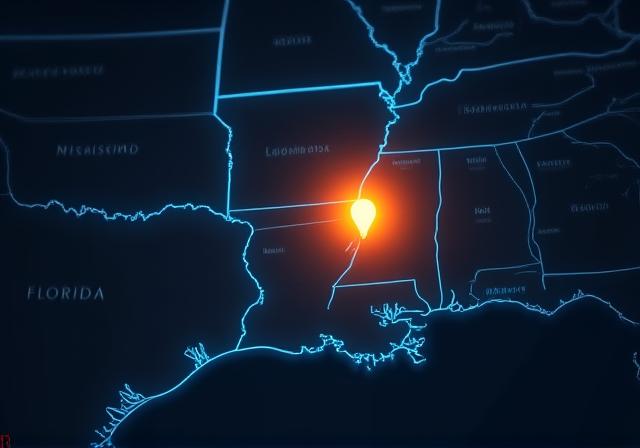 Map showing Roberts K9 regional reach in MS, AL, LA, TN, GA, and FL